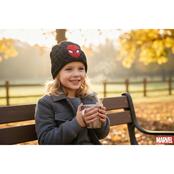 Marvel Other - Marvel Spiderman Beanie Kids OSFM Black Grey Good Web Knit Cuffed Hat